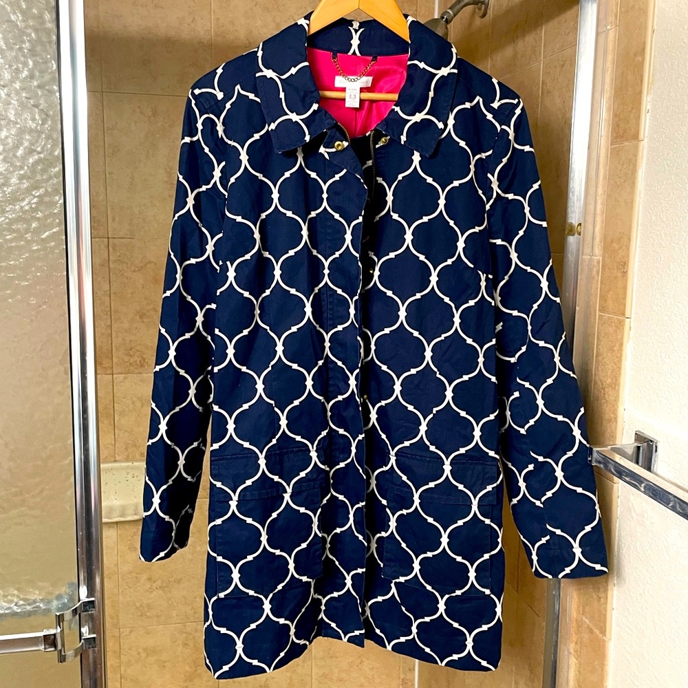 Charter club blue print light weight jacket